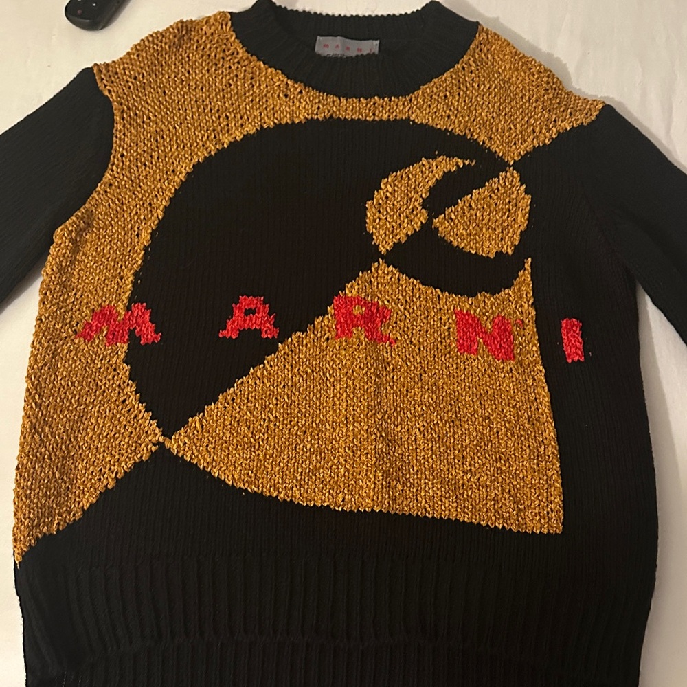 Marni / Carhartt Black and Yellow Sweater with Red Accents
